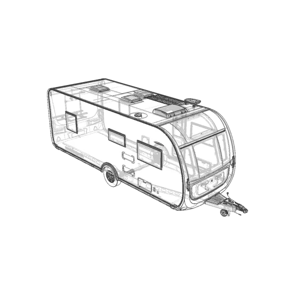 A CAD drawing of an Elddis caravan.