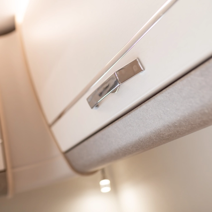 Overhead cabinets inside the Whirlwind 868.