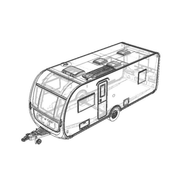 A CAD drawing of the Elddis Whirlwind caravan range.