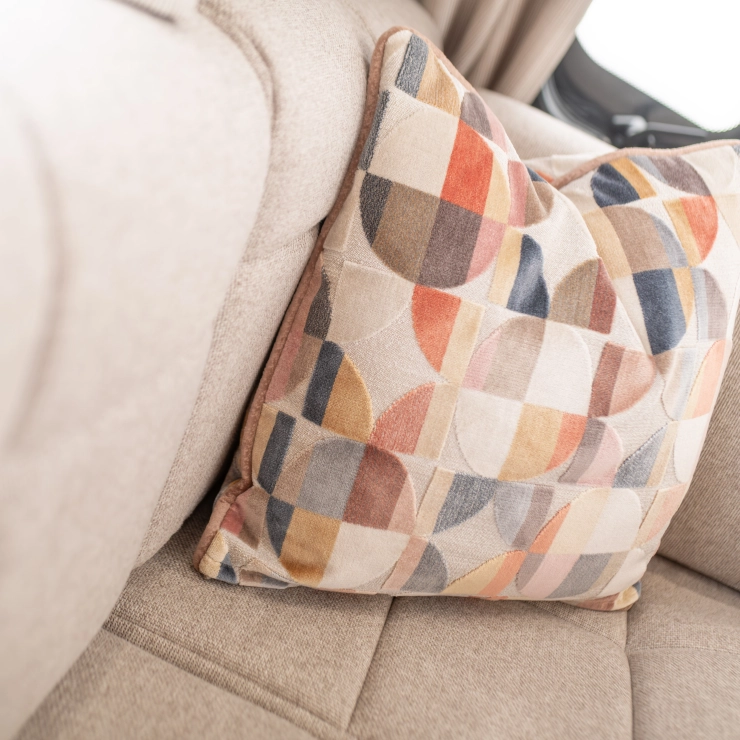 Upholstery and cushions inside the Whirlwind range.