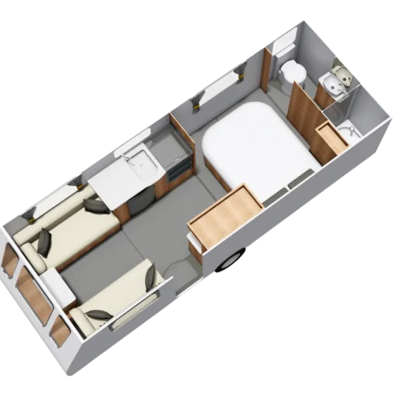 3D floorplan of the Whirlwind 554 caravan model.