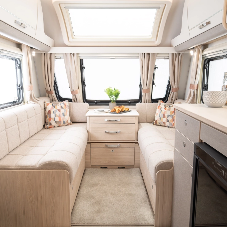 Lounge view of the Whirlwind 554 caravan model.
