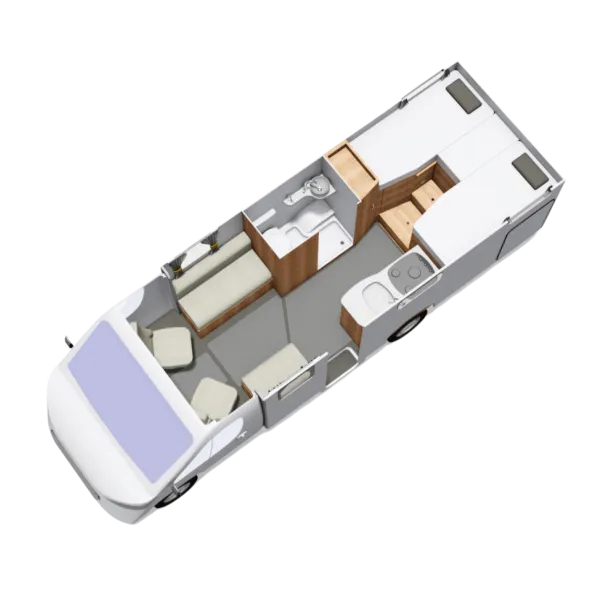 Autoquest APEX 194 floorplan in birds eye view.
