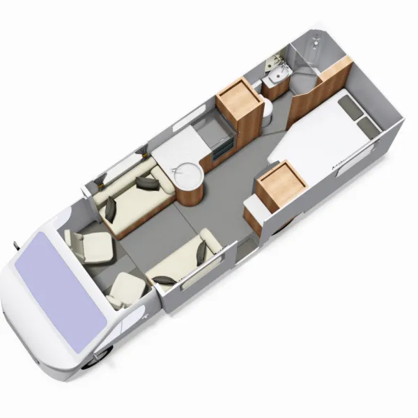 Floorplan of the Avalon Evolve 255 in 3d view.